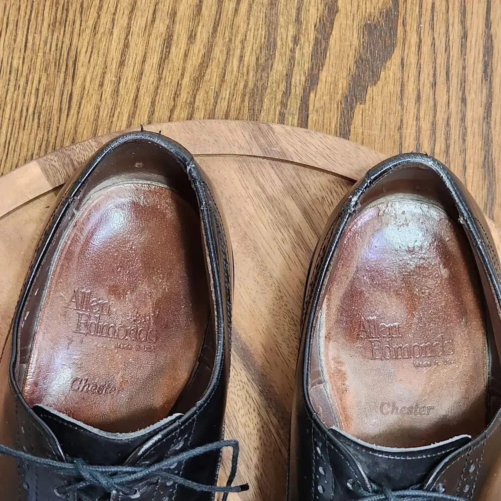 Allen Edmonds Chester Dress Shoes Mens Size 9.5 D Black Leather Wingtip Oxford